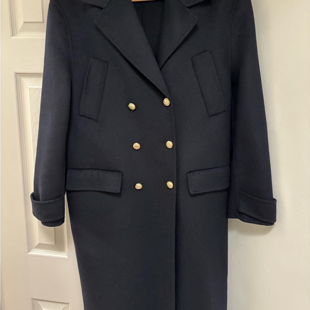 Sandro Navy Double-Breasted Pea Coat size 8